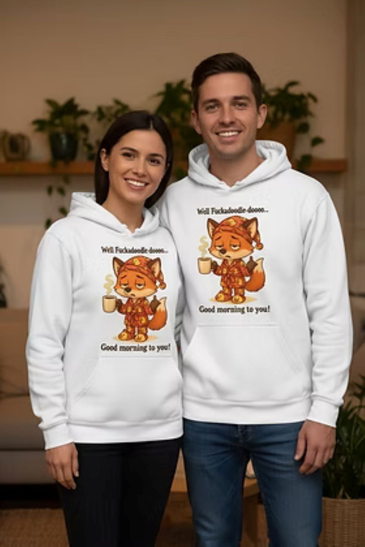 Sarcastic Sleepy Fox Coffee Pajamas Funny Morning Hoodie