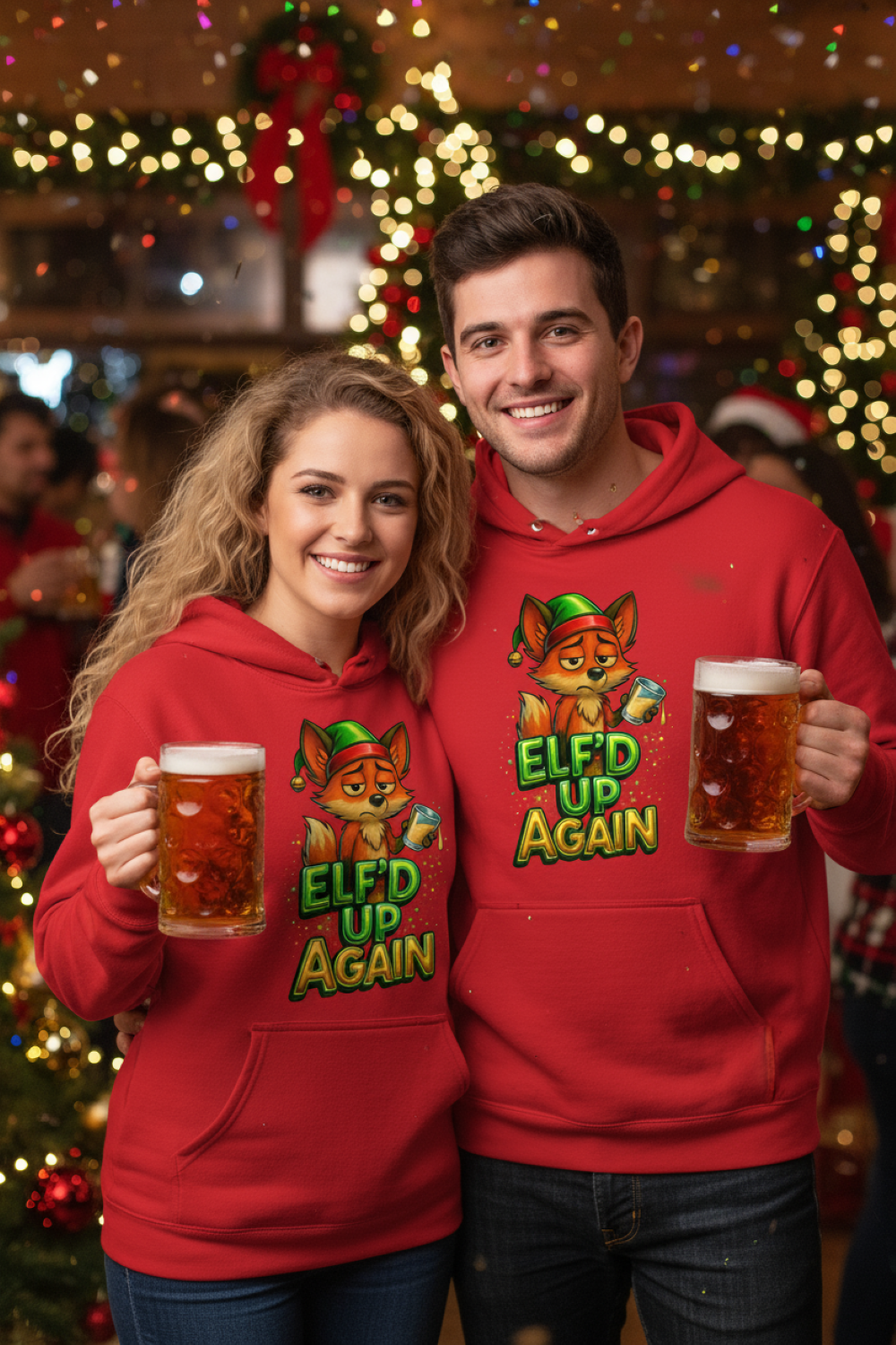 Cozy Elf’d Up Again 3D Fox Hoodie – Sarcastic Holiday Hoodie