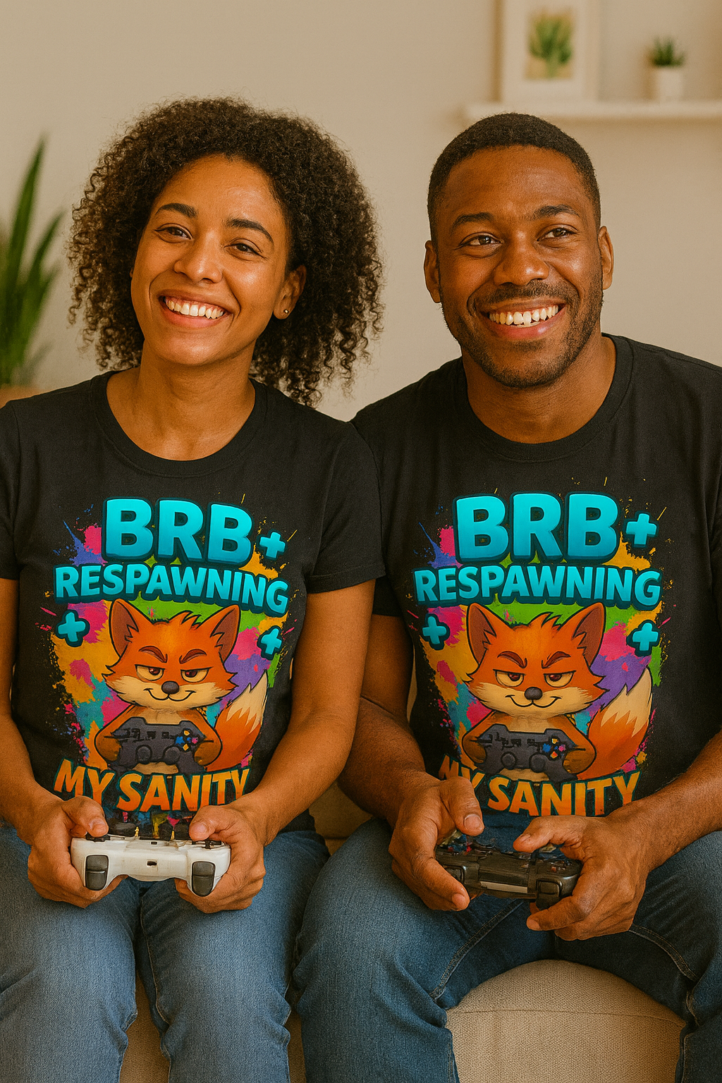 BRB Respawning My Sanity Fox Gamer T‑Shirt