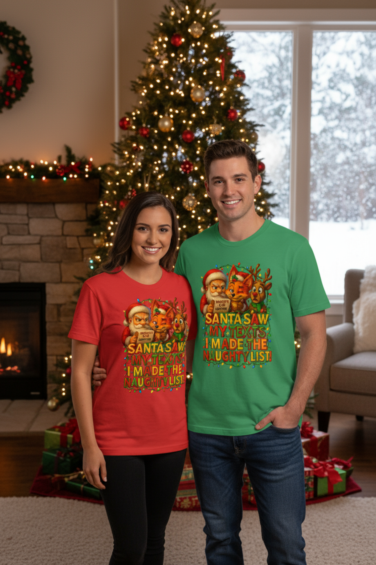 Santa Saw My Texts T-Shirt | LuckyFox Christmas Naughty List