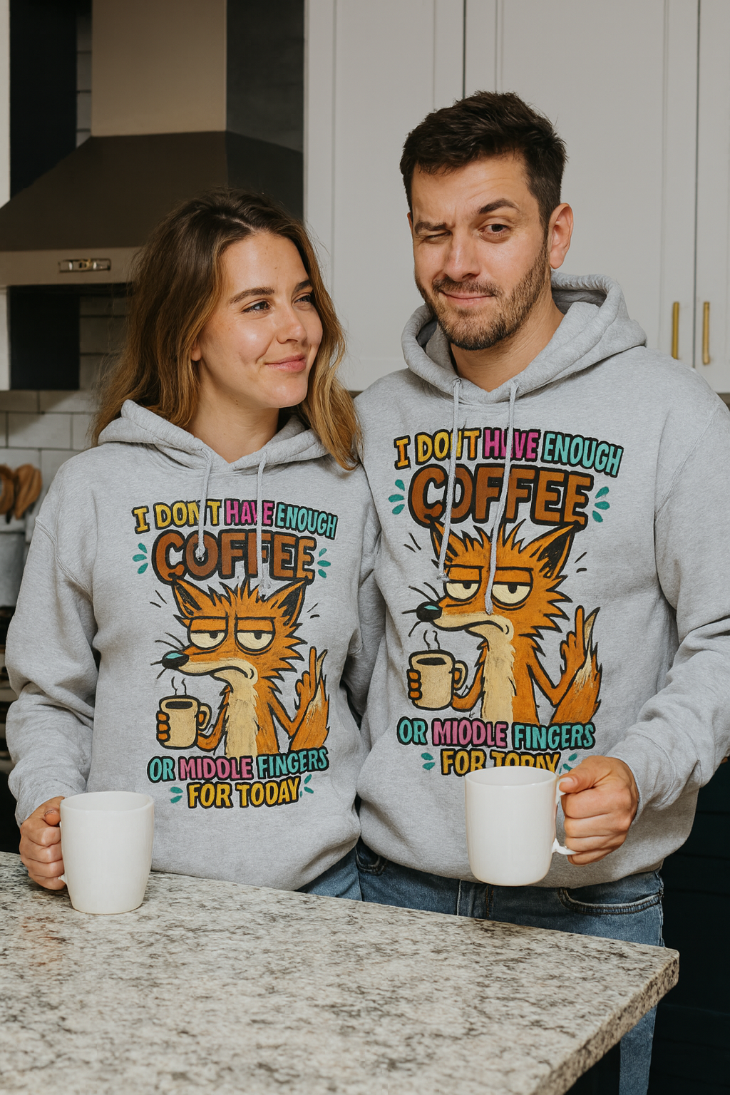 Sarcastic Fox Coffee Hoodie | Middle Fingers Attitude Pullover