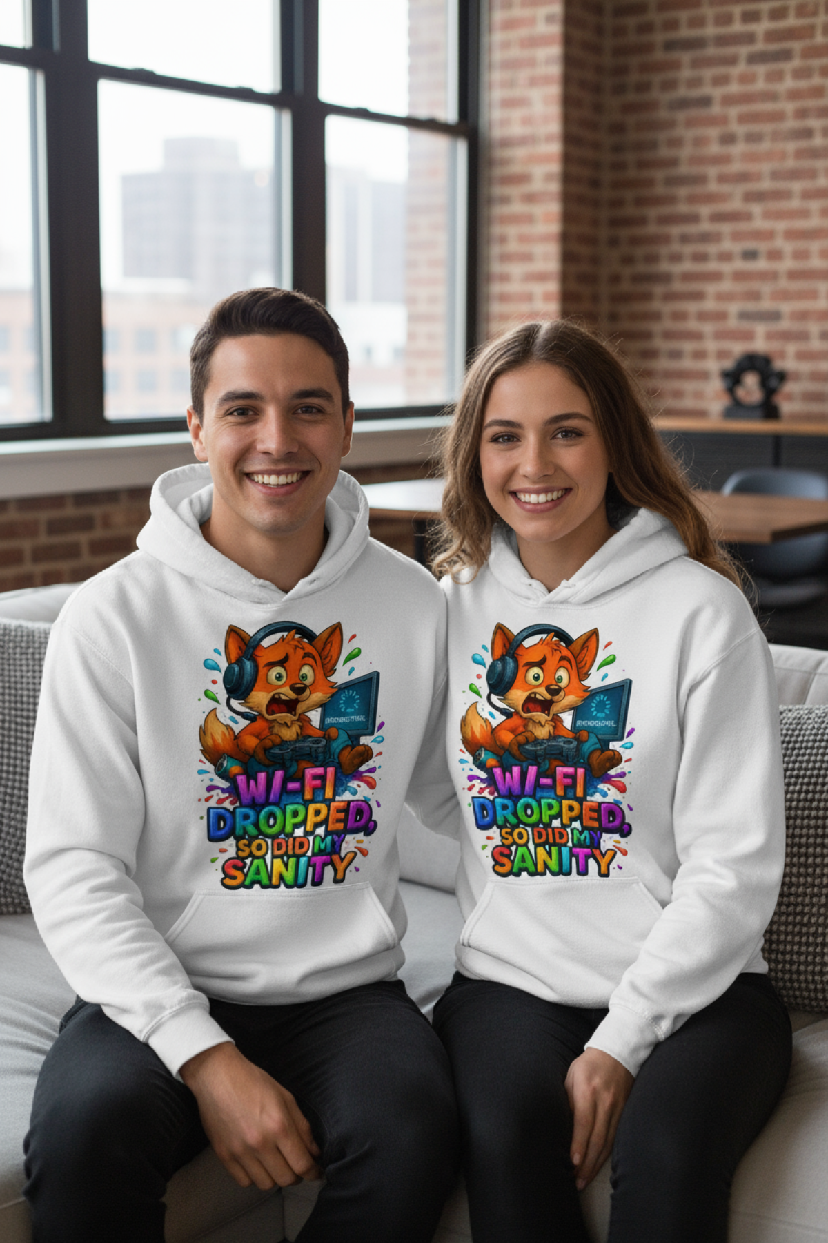 LuckyFox Wi-Fi Dropped So Did My Sanity Unisex Gaming Hoodie