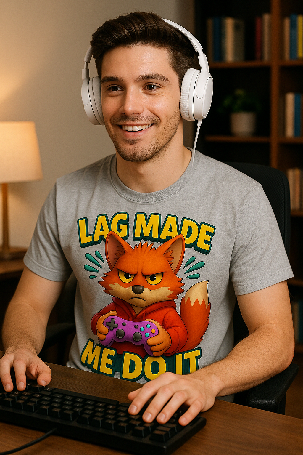 Lag Made Me Do It 3D Fox Gamer T Shirt
