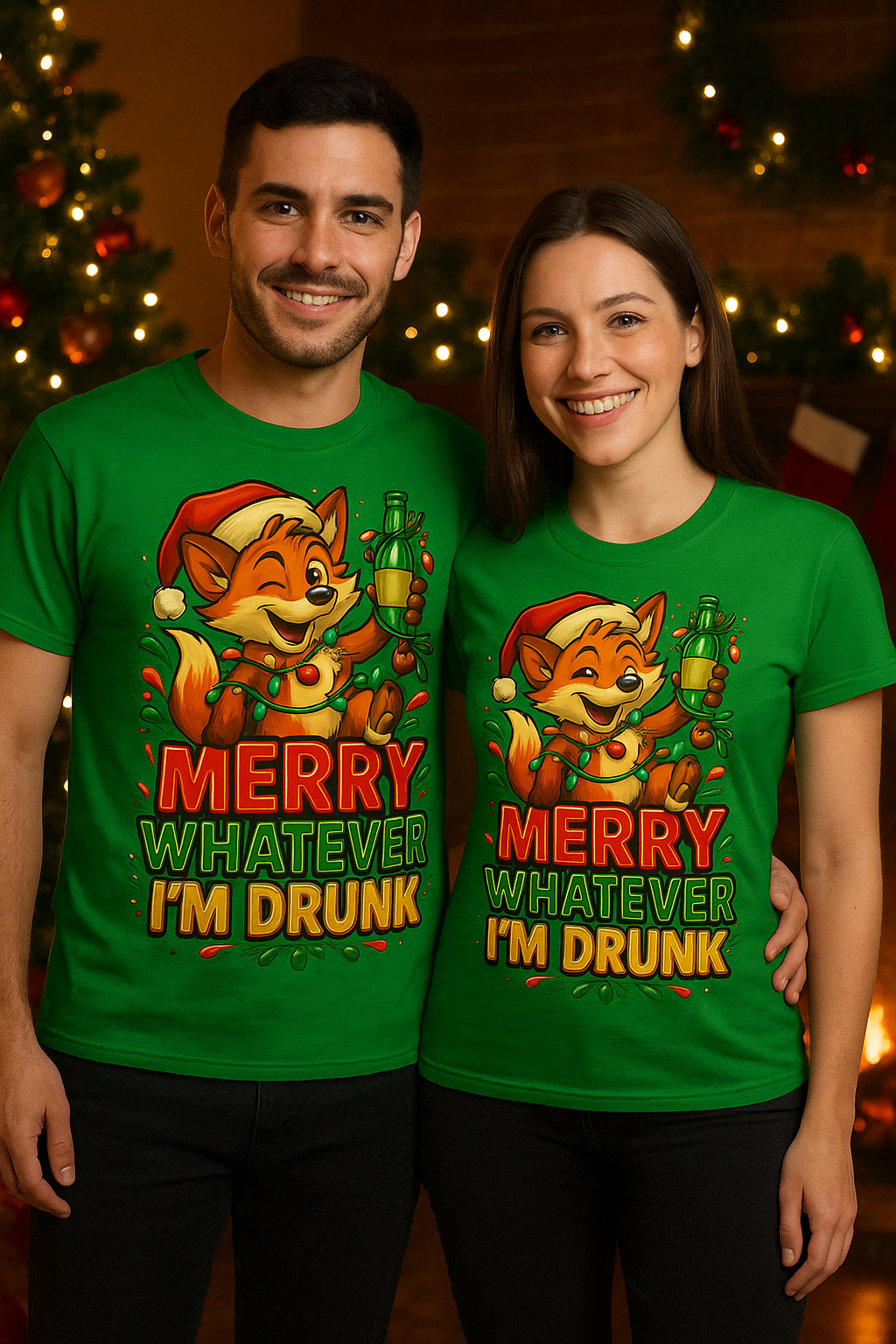 Merry Whatever I’m Drunk LuckyFox Shirt – Sarcastic Holiday Party Tee