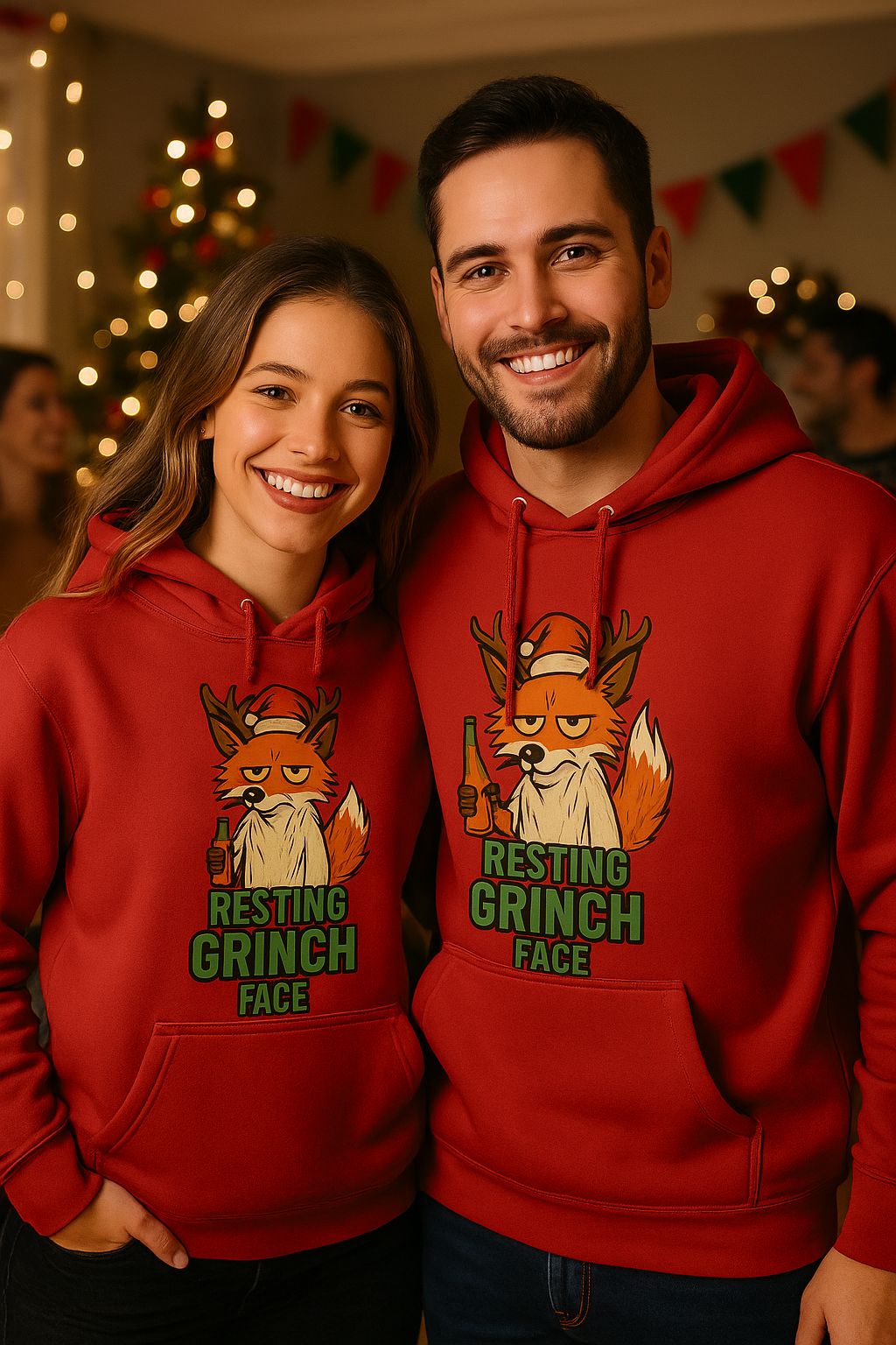 Resting Grinch Face Hoodie | Sarcastic Anti-Christmas Pullover