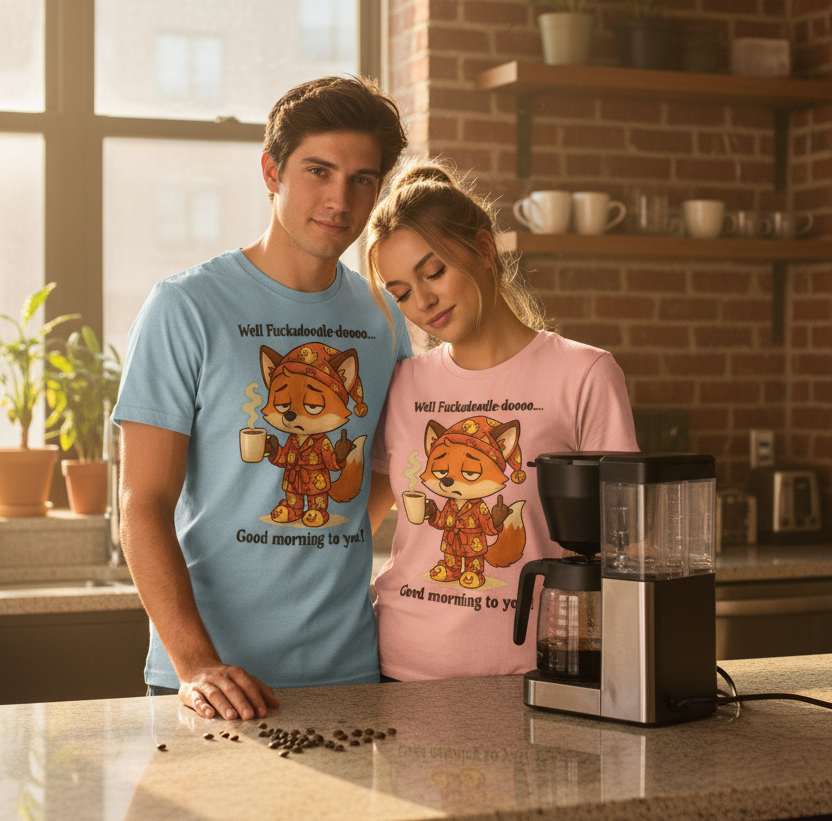 Sarcastic Sleepy Fox Coffee Pajamas Funny Morning T-Shirt