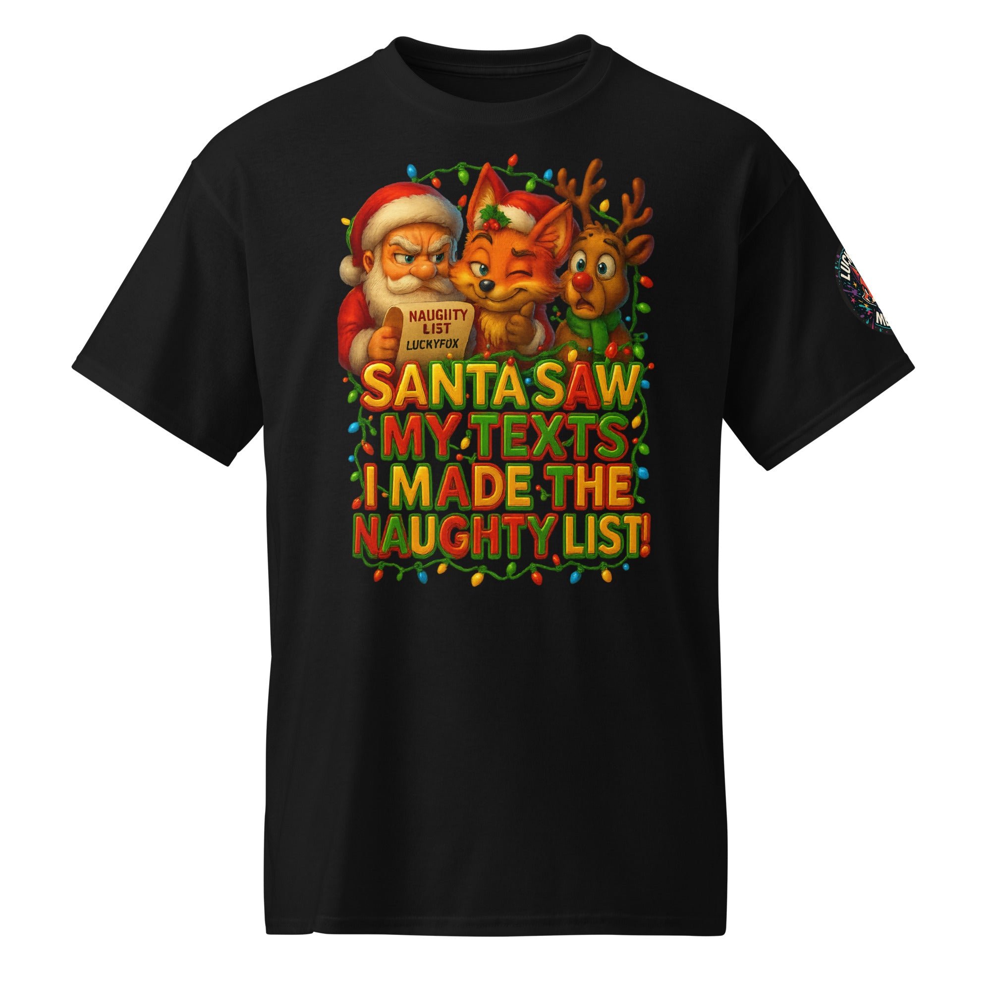 Santa Saw My Texts T-Shirt | LuckyFox Christmas Naughty List